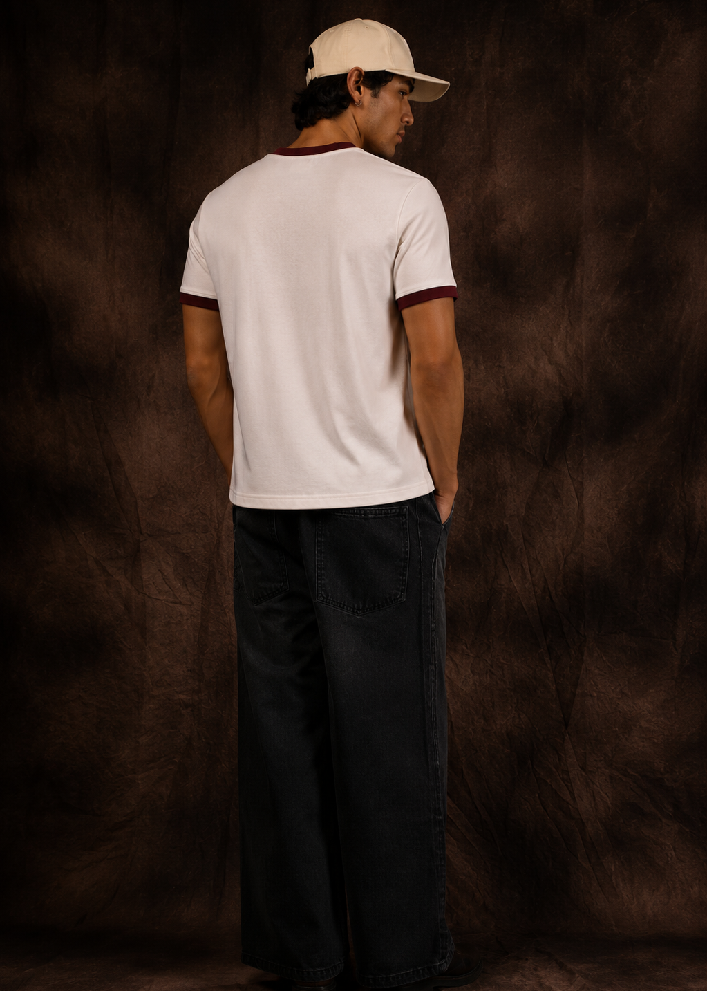 Dryft Studios Saint Club Ringer Tee — Off White / Maroon