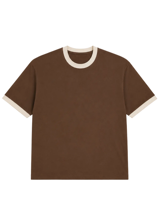 Dryft Club Plain Ringer Tee — Mousse & Cream