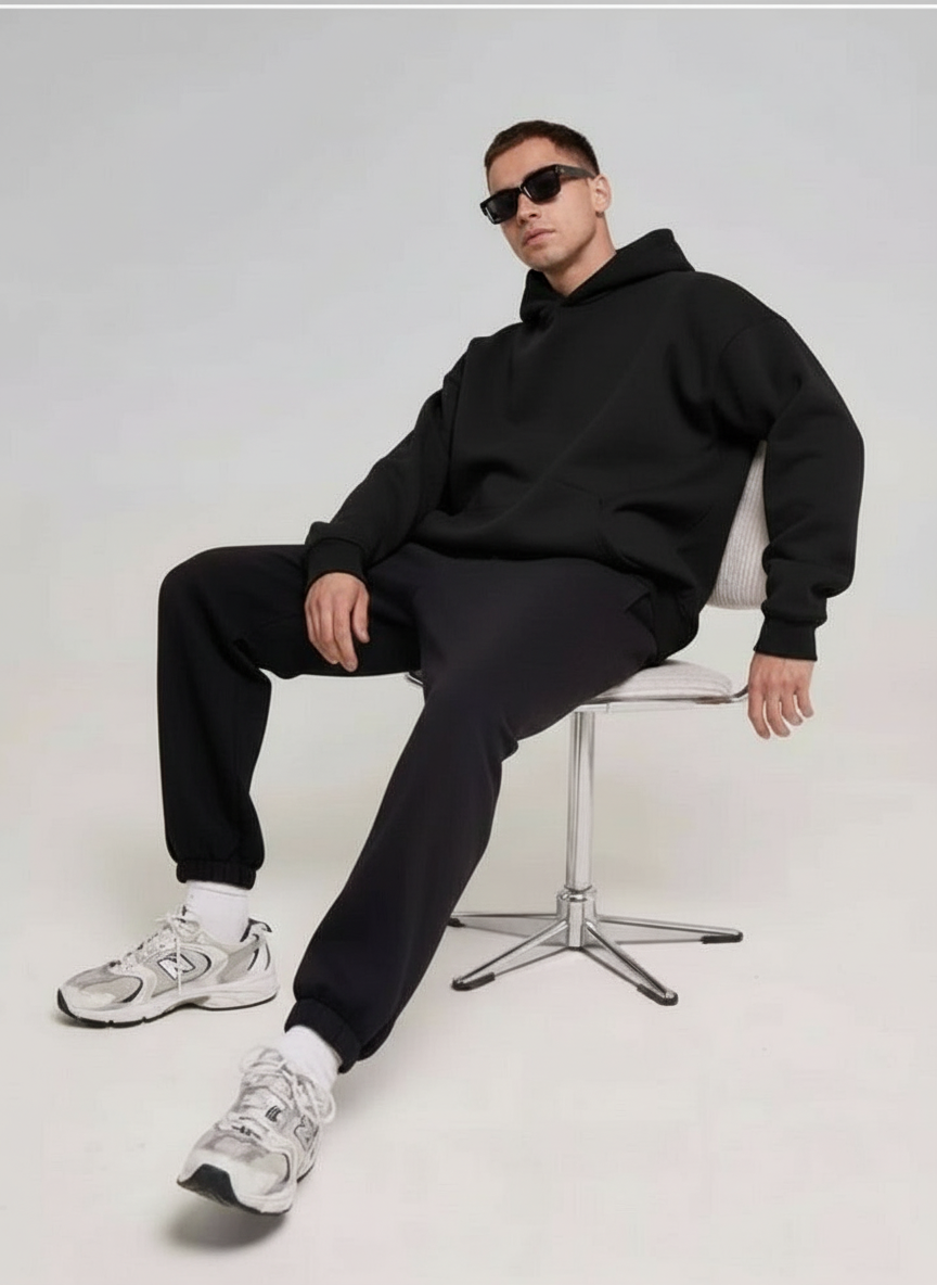 The Essential Black Oversized Hoodie | Premium Heavyweight Blank