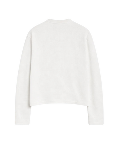 WHITE WAFFLE CROP TEE — 240 GSM