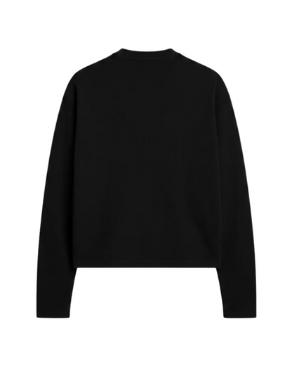 BLACK WAFFLE CROP TEE — 240 GSM