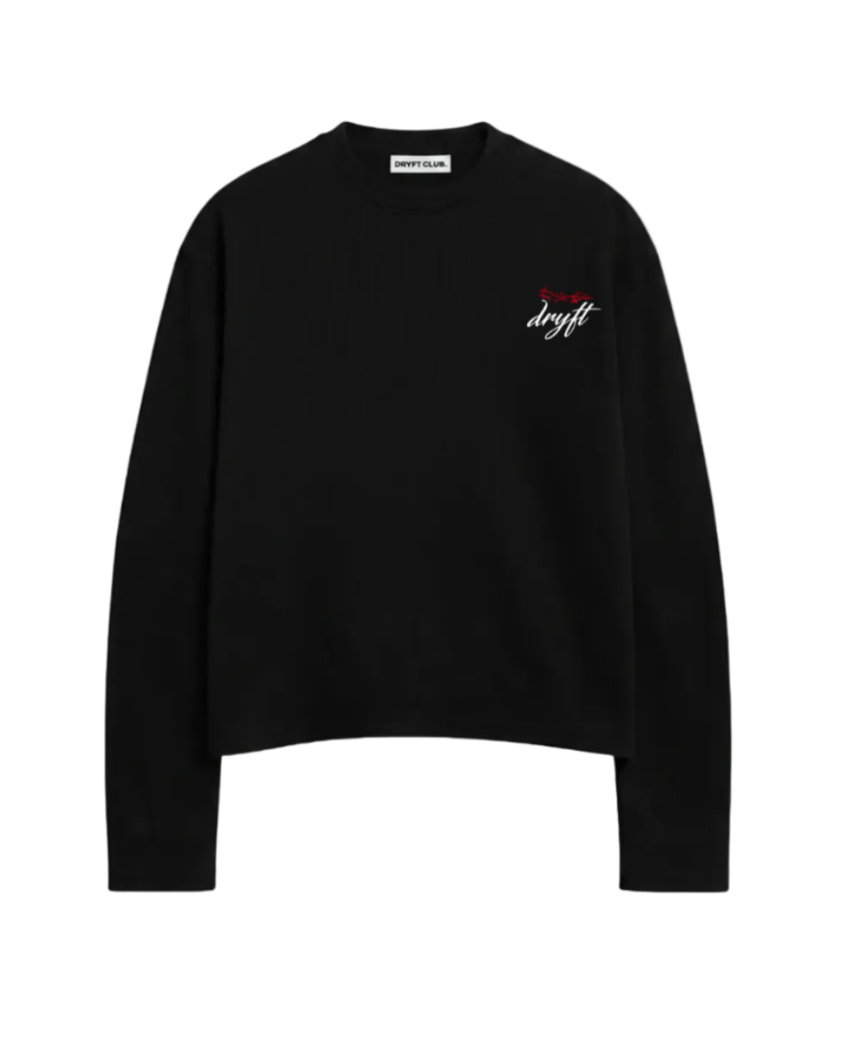 BLACK WAFFLE CROP TEE — 240 GSM