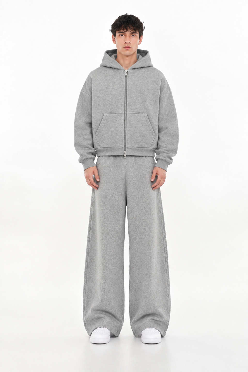 Grey Boxy Dual Zipper Hoodie-thumbmail-3