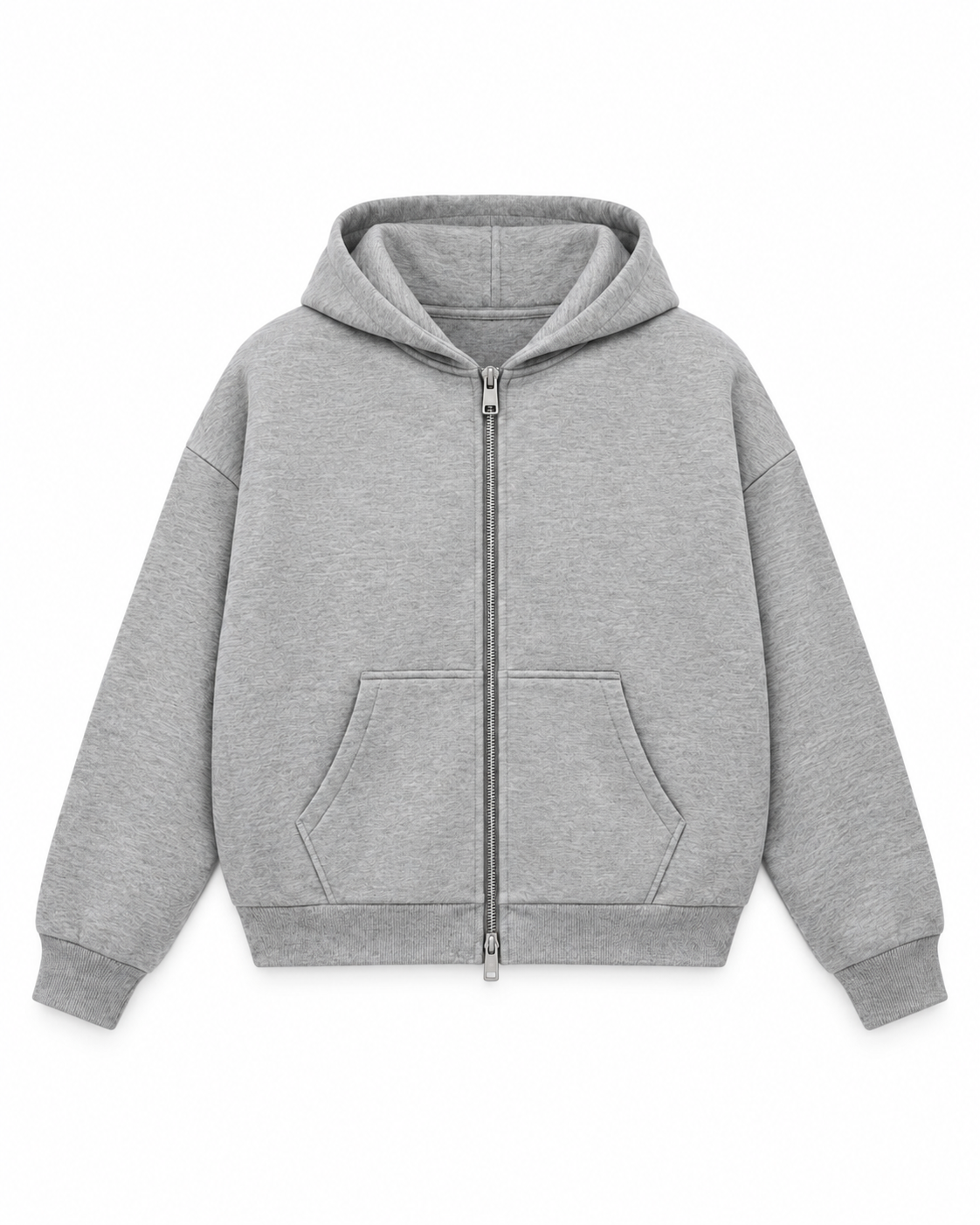 Grey Boxy Dual Zipper Hoodie