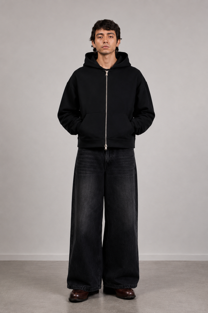 Men’s Premium Dual Zipper Black Hoodie