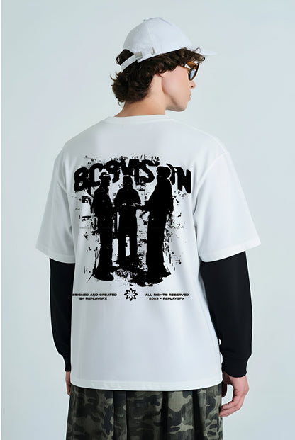 TRUST ISSUE Oversized Tee with Attached Sleeves