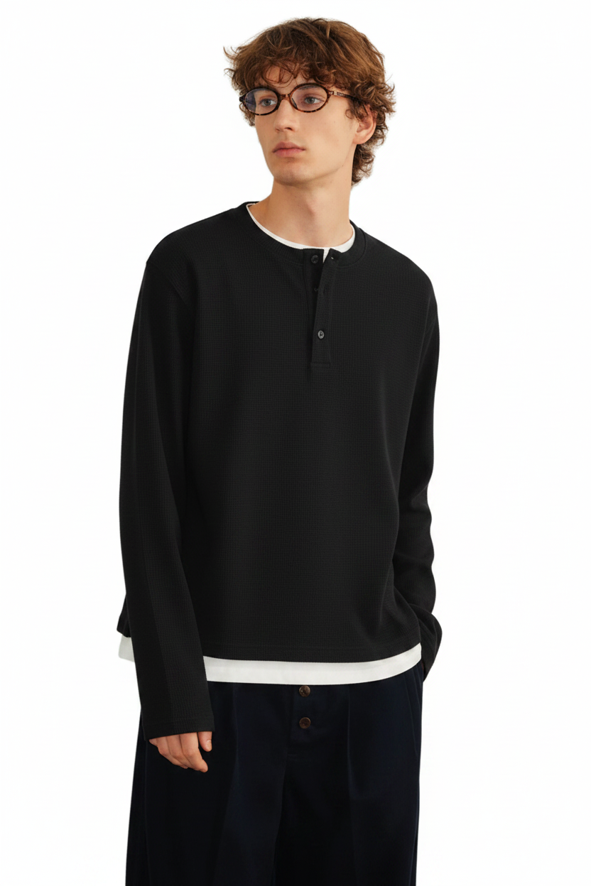 Black Henley Glasses Model