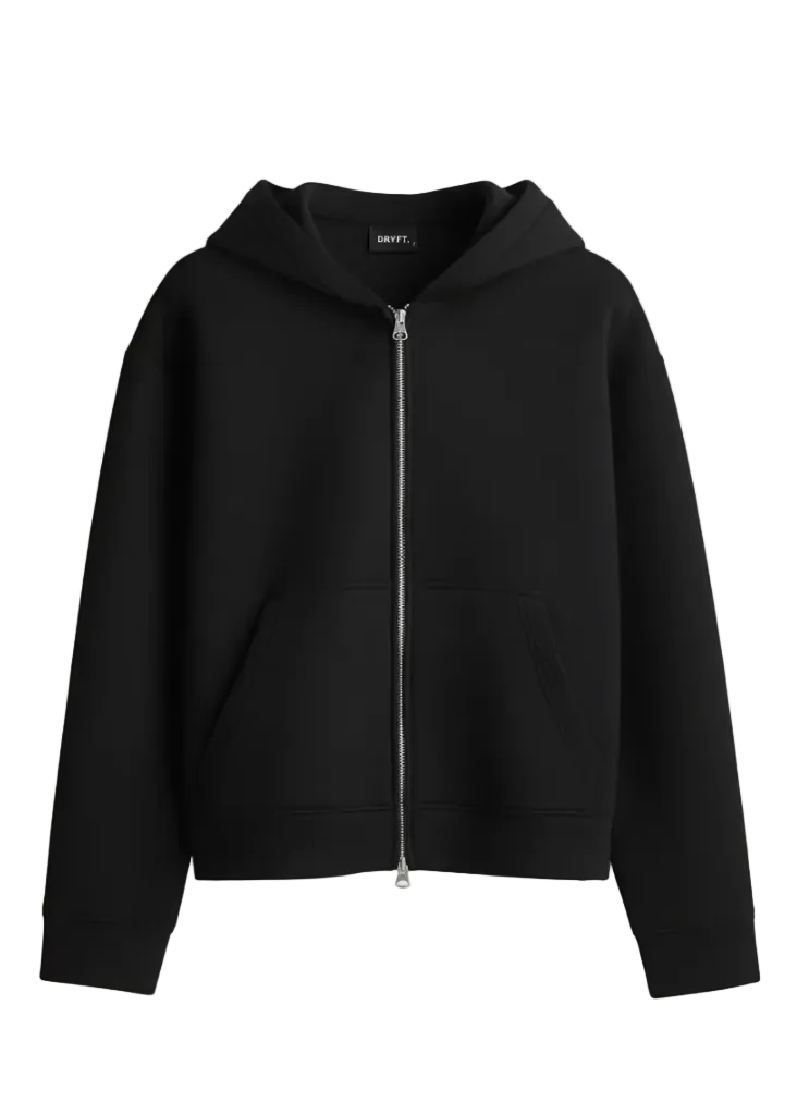 DRYFT Black Hoodie - Silver Zipper Updated