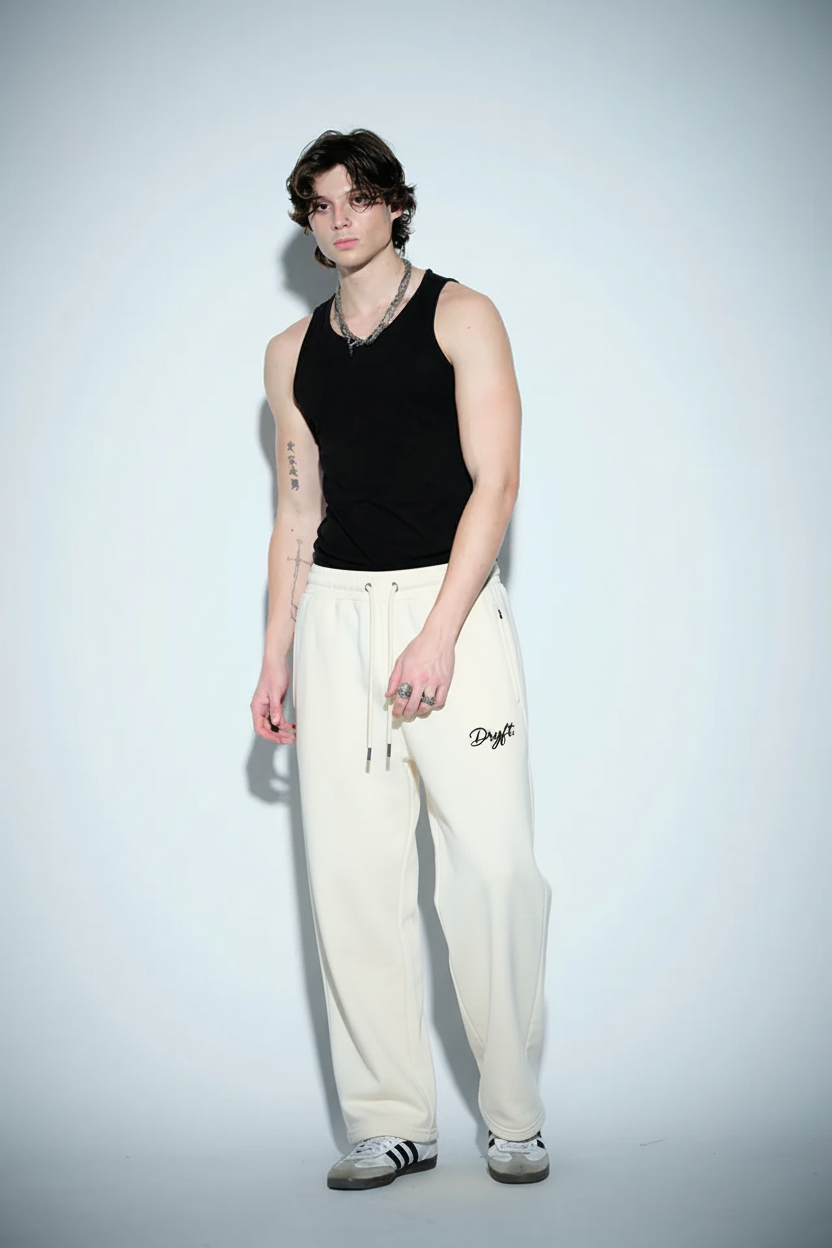 Dryft Off-White Sweatpants Full Body