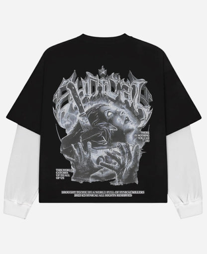 Black With White Sleeve Oversized Tee Back Design