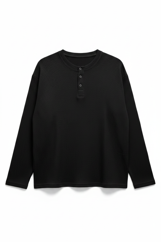 Plain Black Henley Mockup