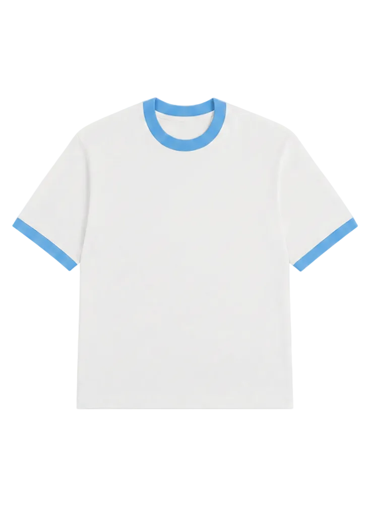 Plain White Blue Ringer Tee