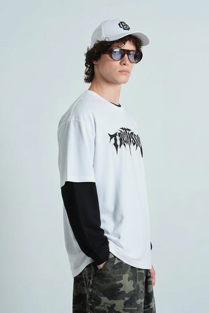 TRUST ISSUE Oversized Tee with Attached Sleeves