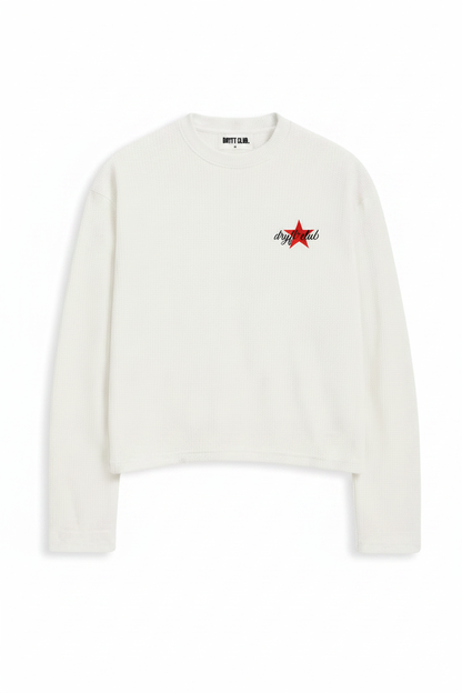 White Waffle Front Star Logo Pure White BG