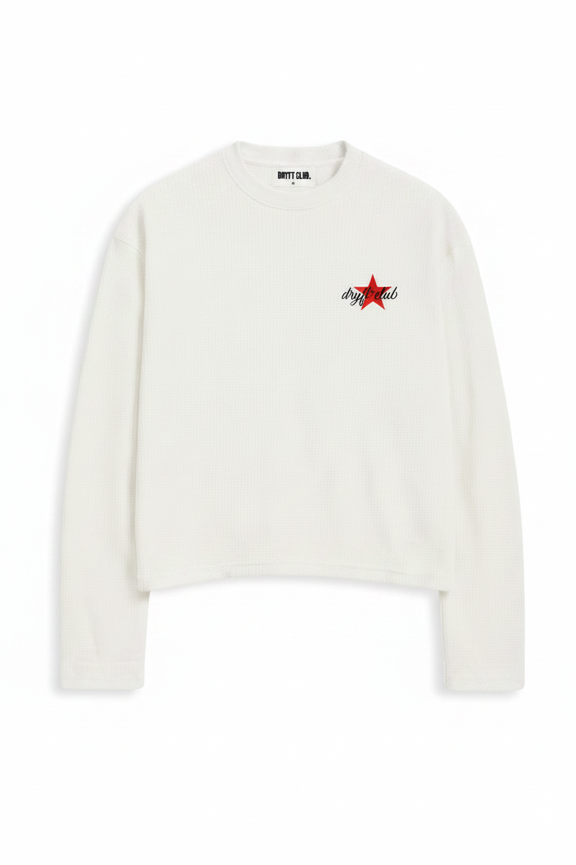 White Waffle Front Star Logo Pure White BG